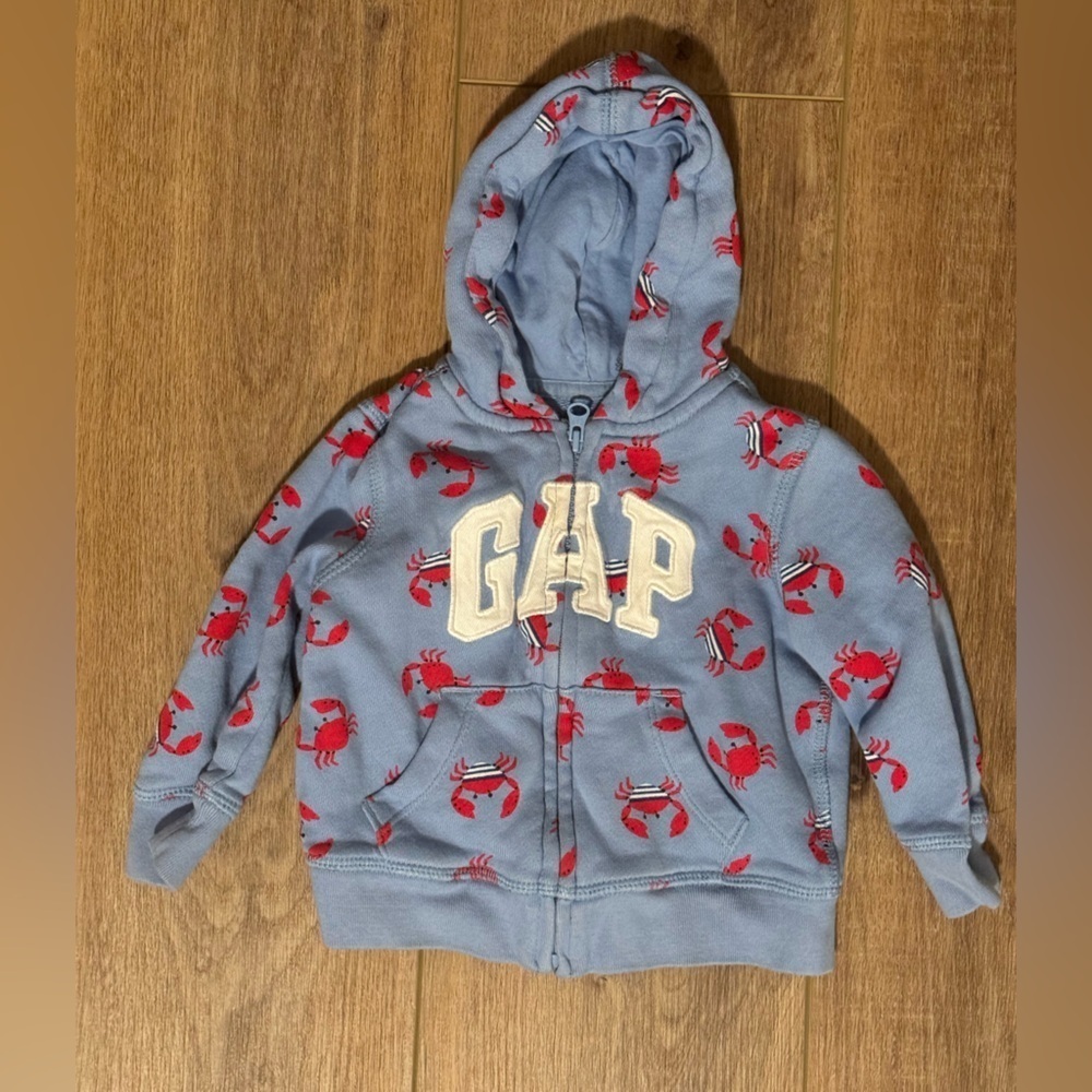 Baby GAP Crabby Blue Zip Up Hoodie